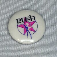 Rush Pink Star on White Badge 2.5cm - Image 2