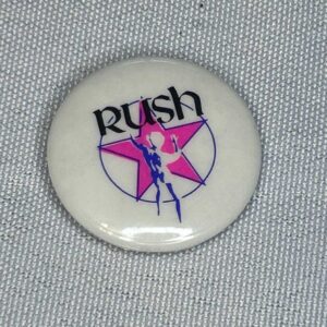 Rush Pink Star on White Badge 2.5cm