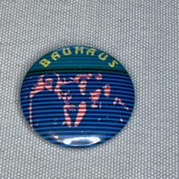 Bauhaus Red Blue Stripe Badge 2.5cm - Image 2