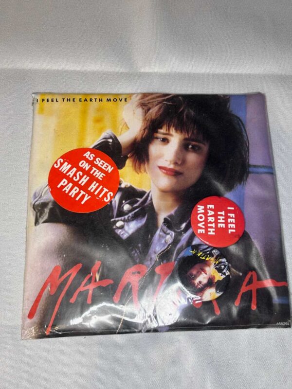 Martika ‘I Feel The earth Move’ 7″ vinyl with 2 badges. Sealed.