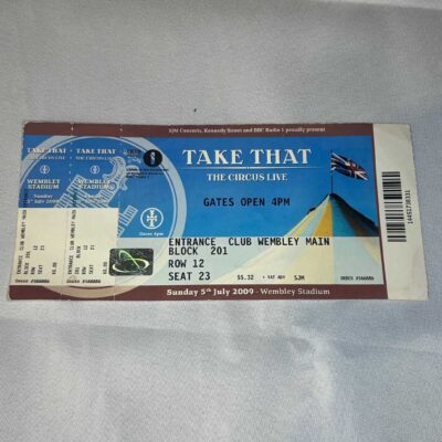 Take That ticket stub from 2009 ‘Circus’ tour