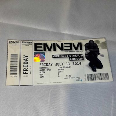 Eminem ticket stub 2014 Wembley Stadium