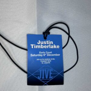 Rare Justin Timberlake Justified After Show Pass for Earls Court 6th Dec 2003 Jive Records