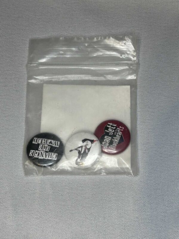 Joan Jett and The Blackhearts Change The World 3 Badge Set. Genuine and Rare