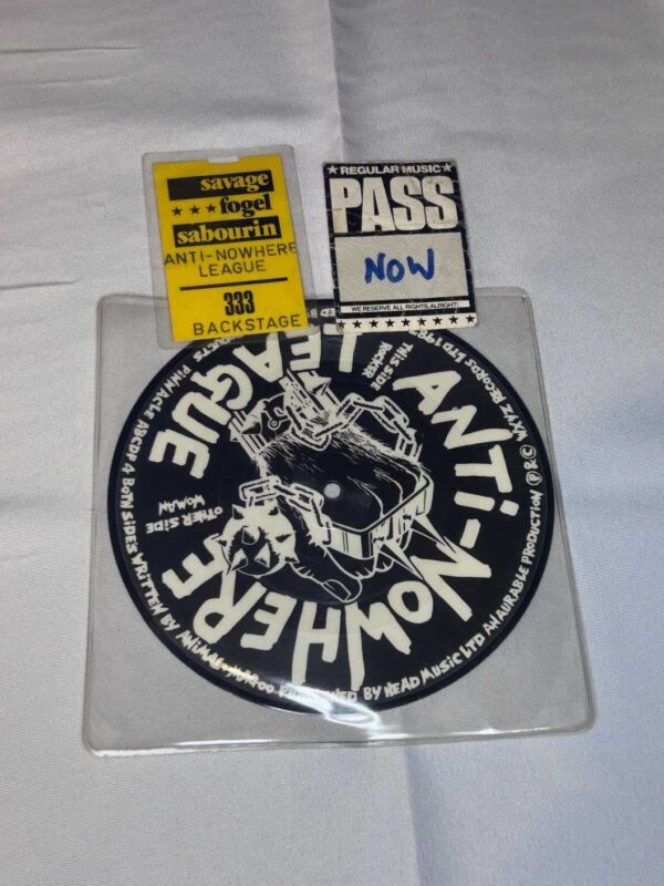 Anti-Nowhere League Picture Disc 7 Rocker with Tour Passes