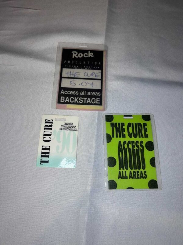 3 x The Cure Tour Passes 1990 Music Memorabilia. Rare. Genuine.