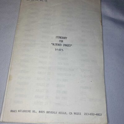 Alterered Images Tour Itinerary 1983. Rare. Genuine. Clare Grogan