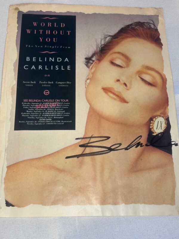 Belinda Carlisle The Gogos Signed Magazine Page Genuine