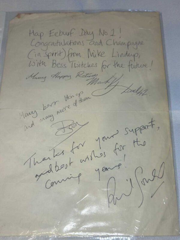 Level 42 Signed Autographed Paper Mark King Mike Lindup Boon Gould Phil Gould