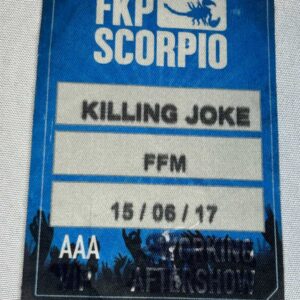 Killing Joke AAA Tour Aftershow Pass 2017 Genuine