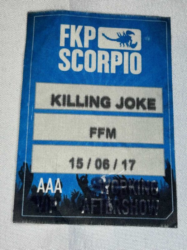 Killing Joke AAA Tour Aftershow Pass 2017 Genuine