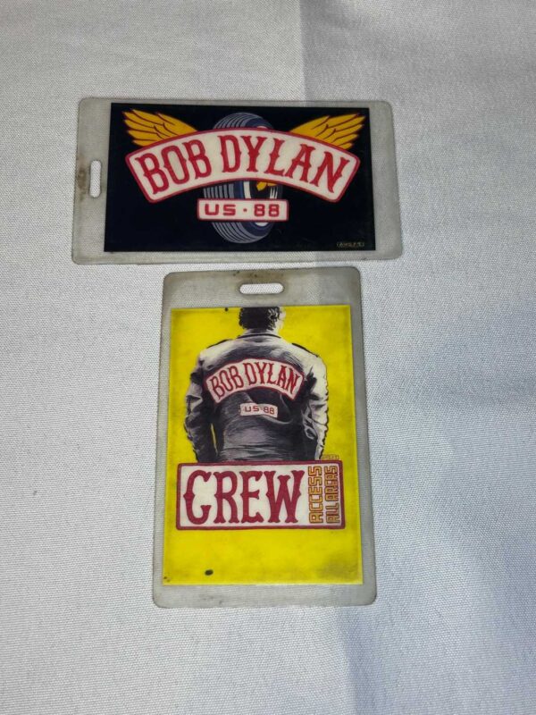 2 x Bob Dylan US 1988 Tour Pass Crew Genuine Rare 1988