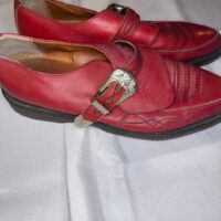 La Rocka Red Johnsons Doc Martin Size 10 Red Leather Buckle Shoe - Image 13
