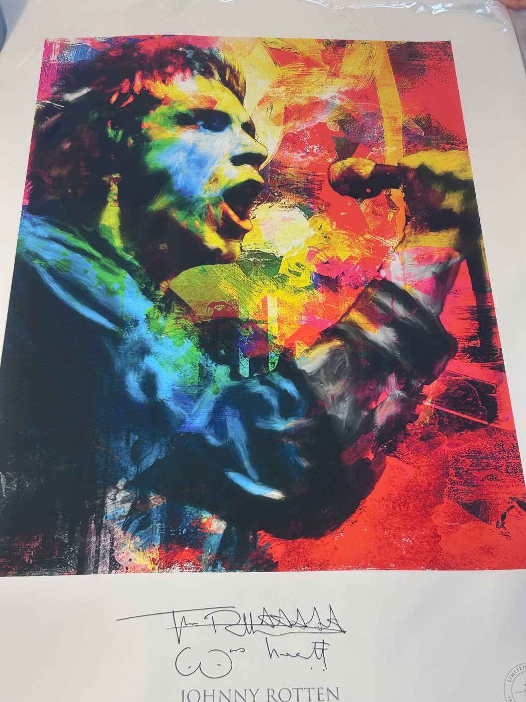 Johnny Rotten John Lydon Signed Print Rare Numbered 208/300