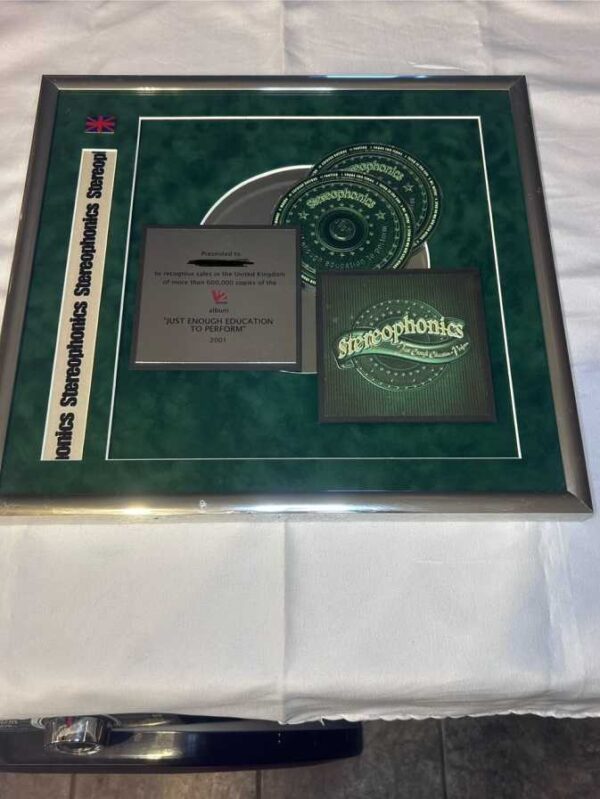 Stereophonics Just Enough Education To Perform Double Platinum Commemorative Disc Rare Genuine