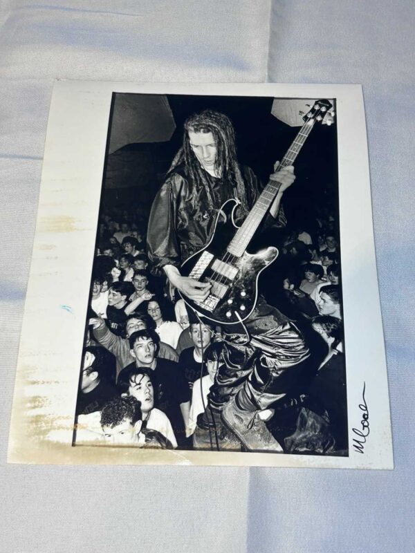 Photo of Will Sinnott Shamen Bass Player  on Archival Paper Signed by Martyn Goodacre Photographer. Genuine.