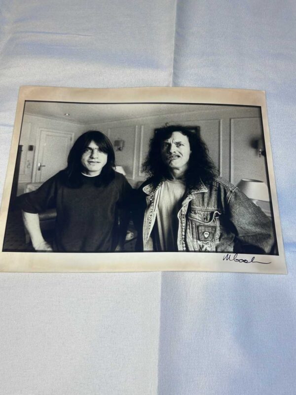 Photo 1 of Angus Young Malcolm Young AC/DC 1992 on Archival Paper Signed by Martyn Goodacre Photographer. Genuine