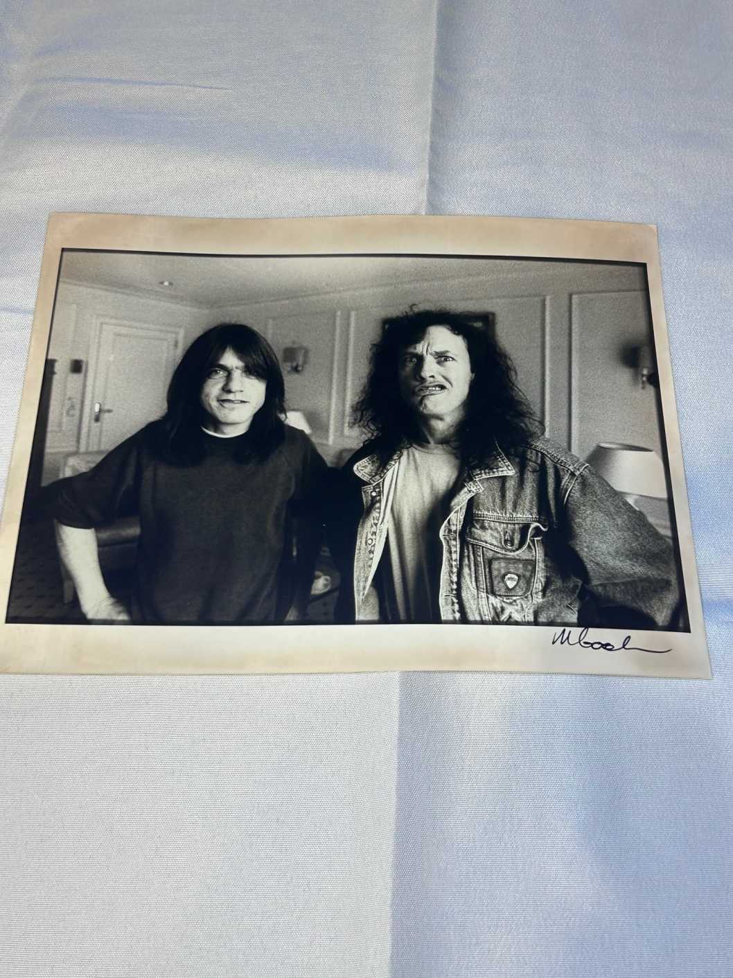 Photo 1 of Angus Young Malcolm Young AC/DC 1992 on Archival Paper Signed by Martyn Goodacre Photographer. Genuine