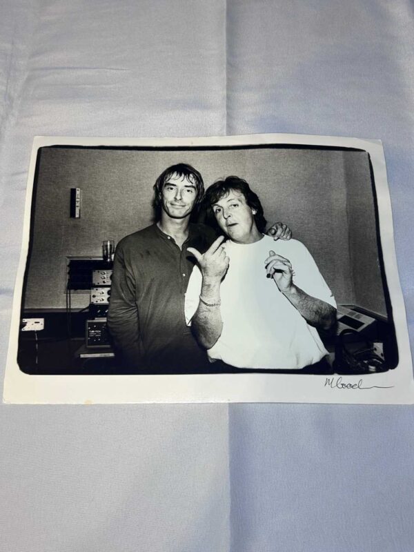 Large Photo of Paul Weller Paul McCartney on Archival Paper Signed by Martyn Goodacre Photographer. Genuine