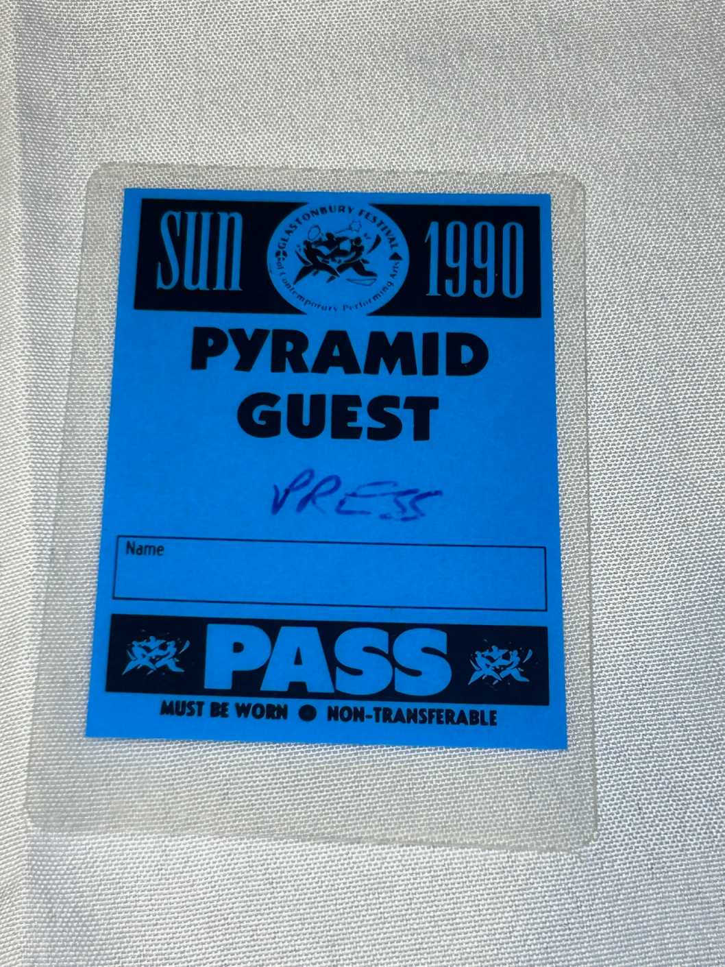 Glastonbury Festival 1990 Pyramid Stage Pass Guest Genuine Rare