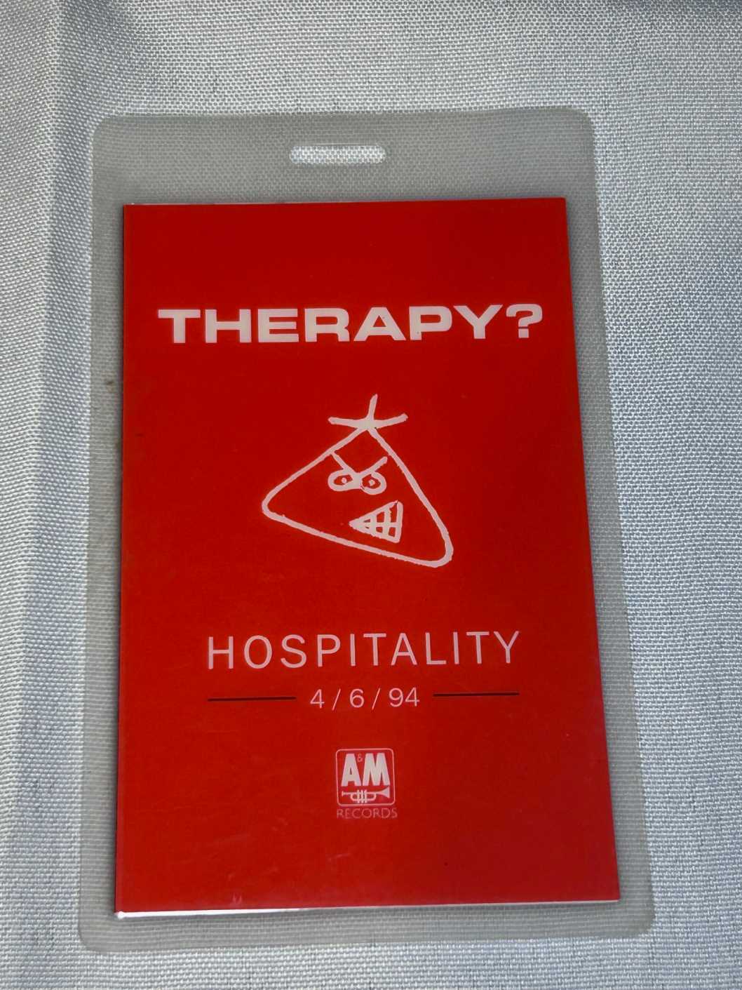 Therapy? / Extreme Hospitality Tour Pass 4th June 1994 RARE Genuine A&M Records