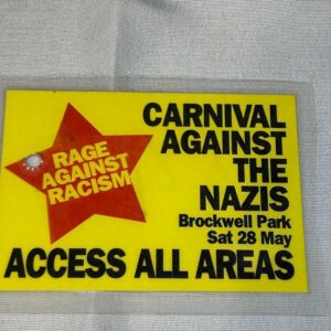 Rage Against Racism Event Pass Genuine May 28th 1994