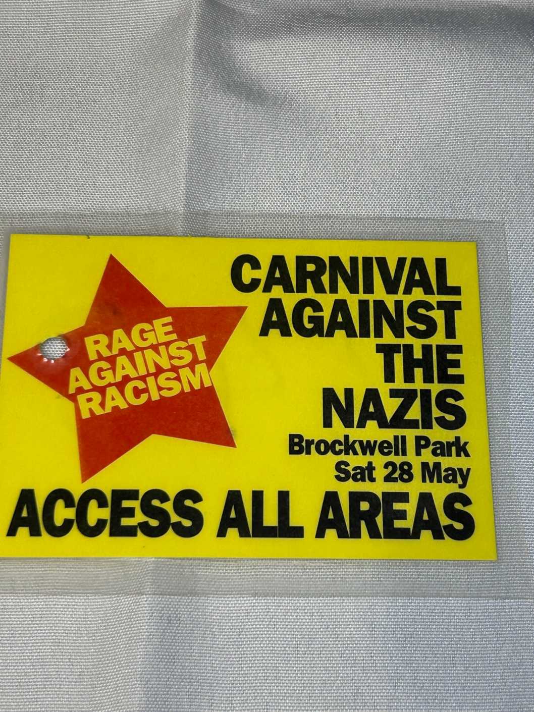 Rage Against Racism Event Pass Genuine May 28th 1994