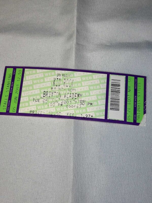 Kid Rock Ticket Stub 2001 Brixton 5th June