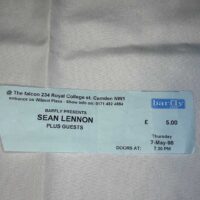 Sean Lennon Ticket Stub 1998 Barfly 7th May - Image 2