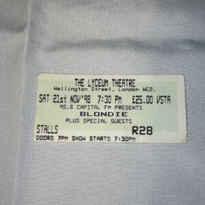 Blondie Ticket Stub 21st Nov 1998 Lyceum Genuine