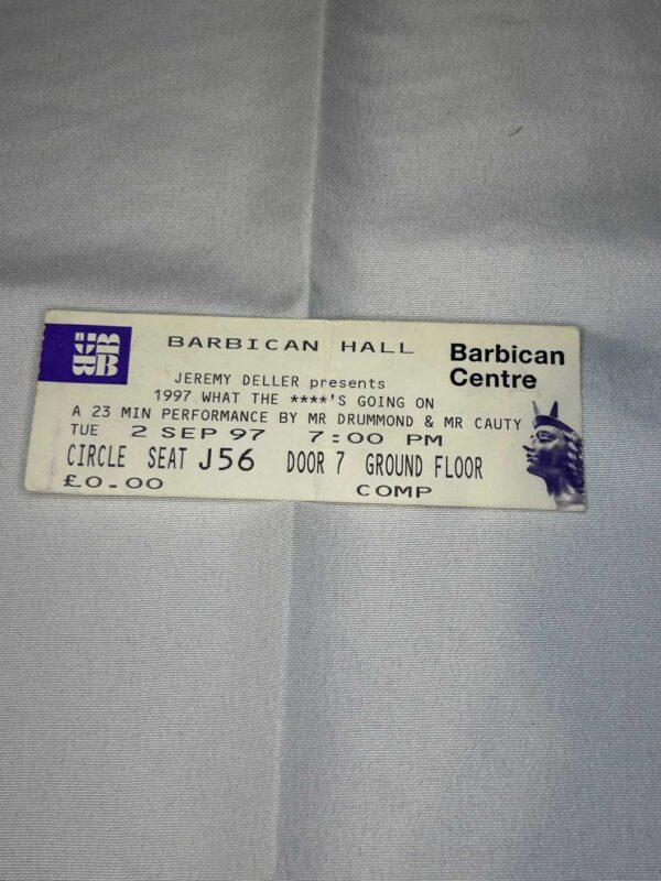 Bill Drummond and Jimmy Cauty Ticket Stub Genuine 2nd Sept 1997