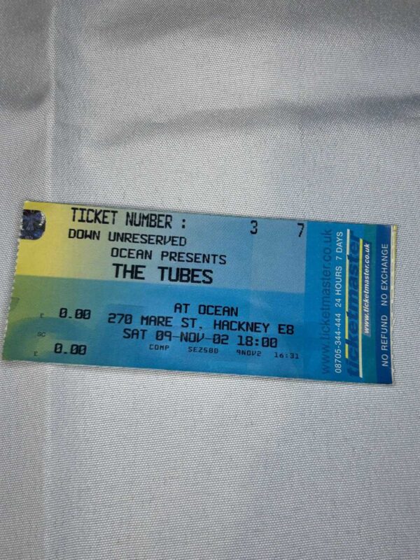 The Tubes Ticket Stub 9th November 2002