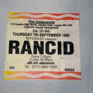 Rancid Ticket Stub 7th September 1995