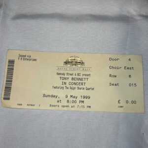 Tony Bennett Ticket Stub 9th May 1999 Royal Albert Hall