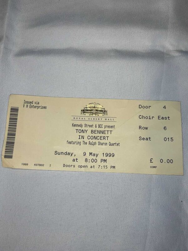 Tony Bennett Ticket Stub 9th May 1999 Royal Albert Hall