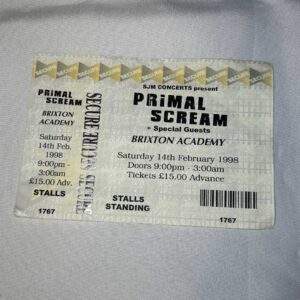 Primal Scream Brixton Academy 1998 14th Feb Ticket Stub