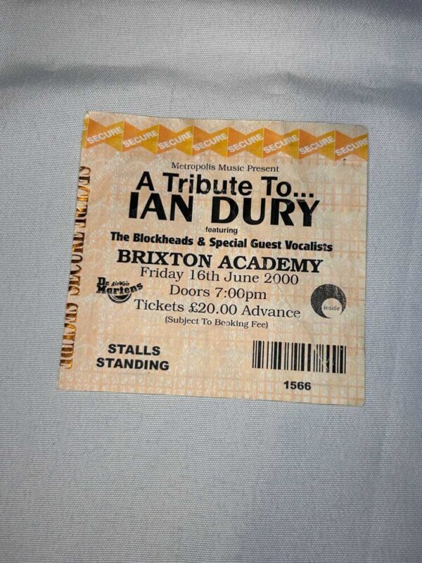 Ian Dury Tribute Ticket Stub #1 Brixton 16th June 2000