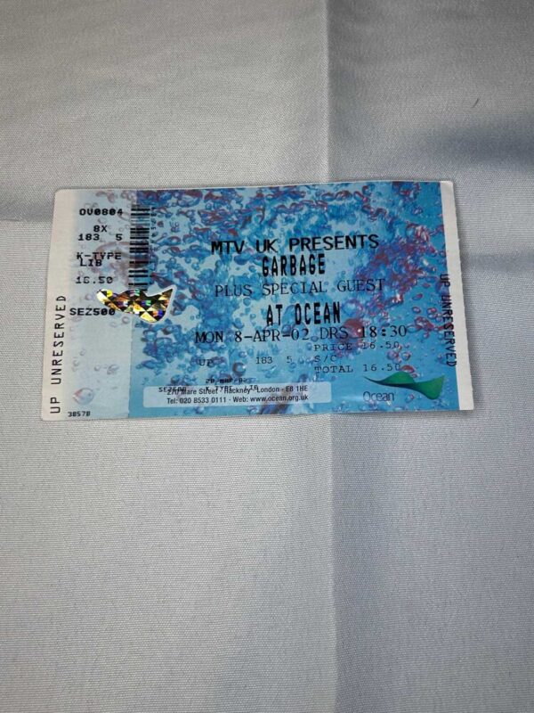 Garbage Ticket Stub Ocean April 2nd 2002