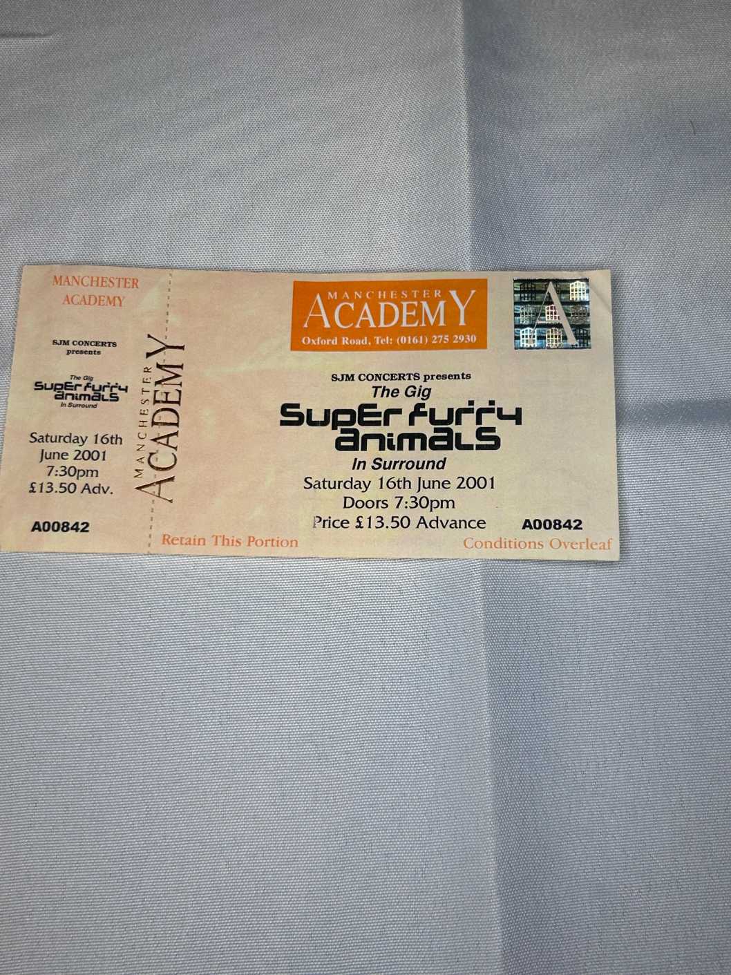 Super Furry Animals Ticket Stub Manchester Academy 16th June 2001