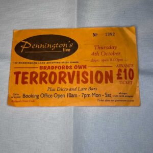 Terrorvision Ticket Stub Penningtons 4the October 2001 Genuine