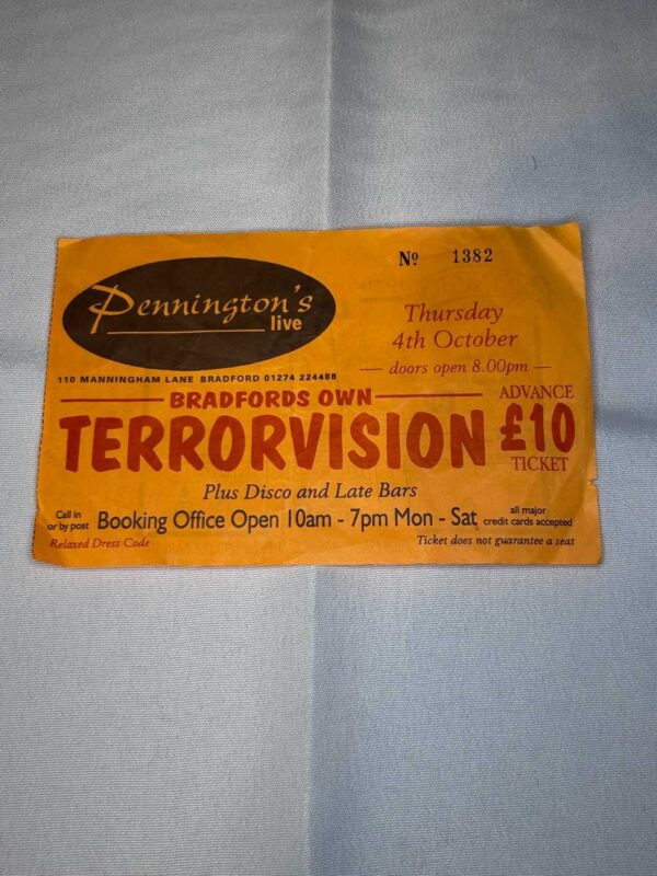 Terrorvision Ticket Stub Penningtons 4the October 2001 Genuine