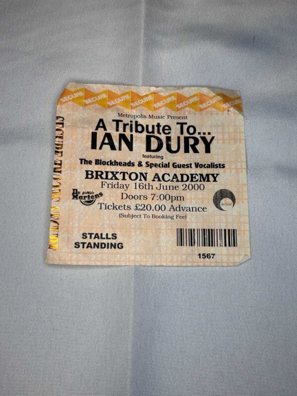 Ian Dury Tribute Ticket Stub #2 Brixton 16th June 2000