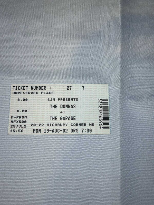 The Donnas Ticket Stub Garage 19th August 2002