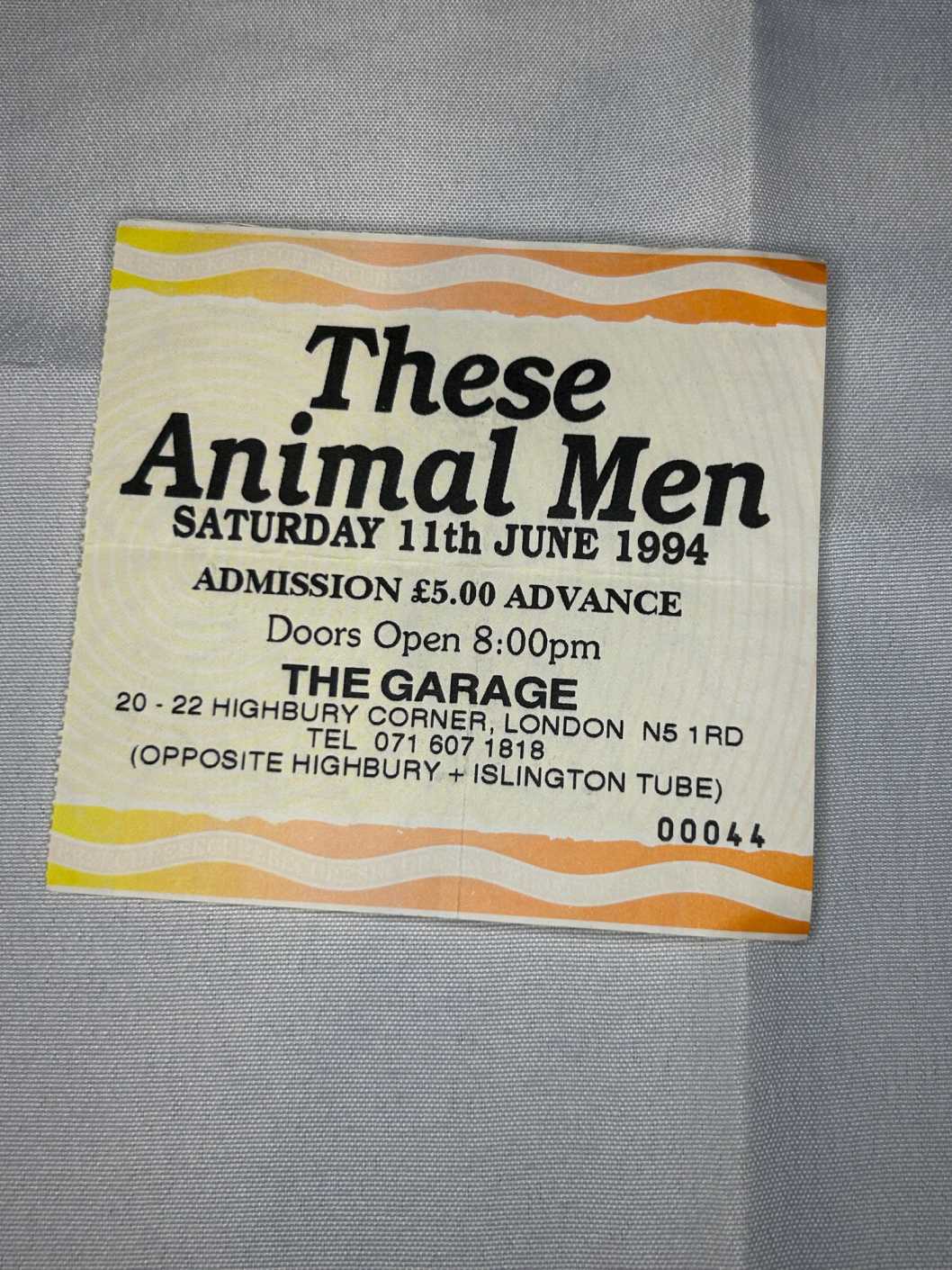 These Animal Men Ticket Stub 11th June 1994 Garage