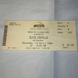 Elvis Costello Royal Albert Hall Ticket Stub 15th April 1999