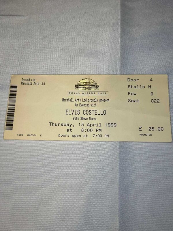 Elvis Costello Royal Albert Hall Ticket Stub 15th April 1999