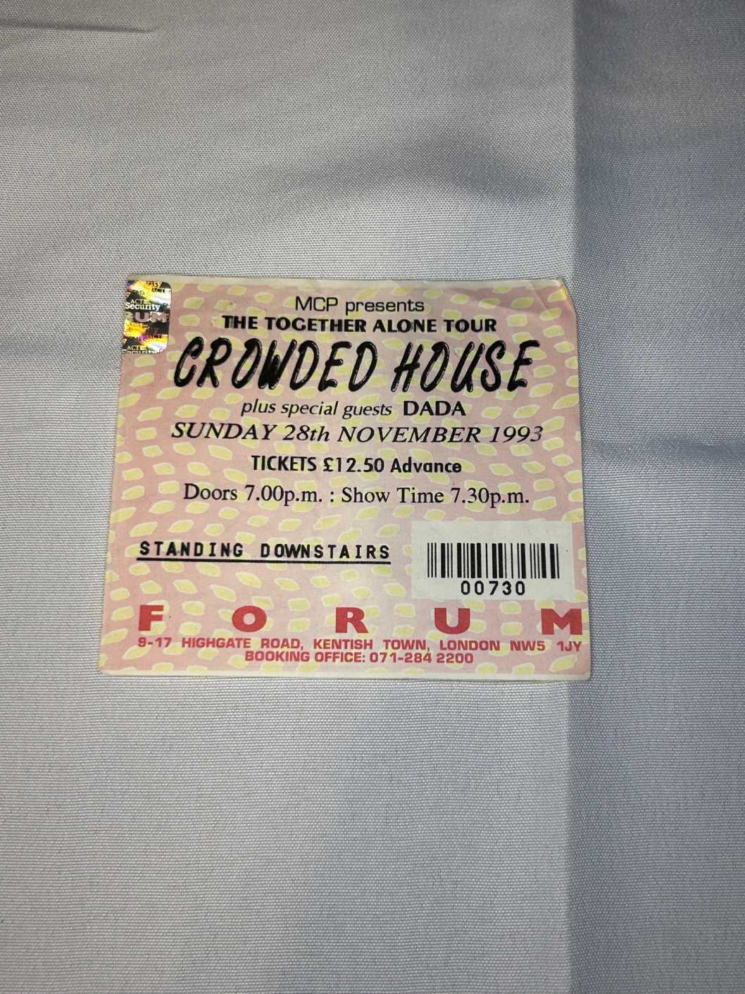 Crowded House Ticket Stub Forum 28th November 1993