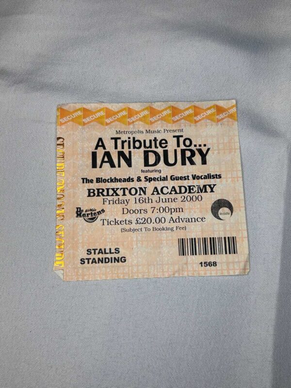 Tribute to Ian Dury Ticket Stub 3 Brixton 16th June 2000