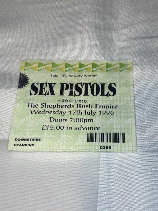 Sex Pistols Ticket Stub Shepherds Bush 17th July 1996