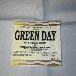 Green Day Ticket Stub October 1994 Astoria